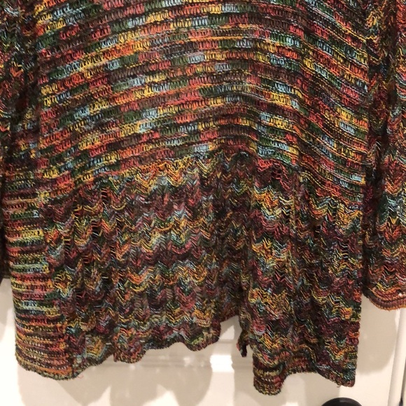 United States Sweaters  Multi  Colored Print Knit Open Cardigan Sweater Medium - Picture 8 of 12